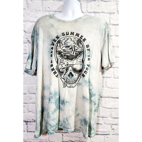 Tultex Blue Green Tie Dye Three Eleven Summer of 18 Tour Graphic Shirt XXG - Picture 1 of 5